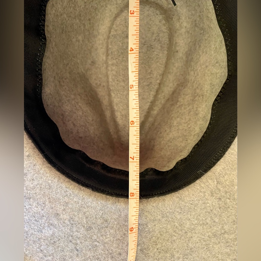 New Unisex Classic Neutral Gray Wool Hat with Tan Leather band on Wide Brim - Picture 10 of 16